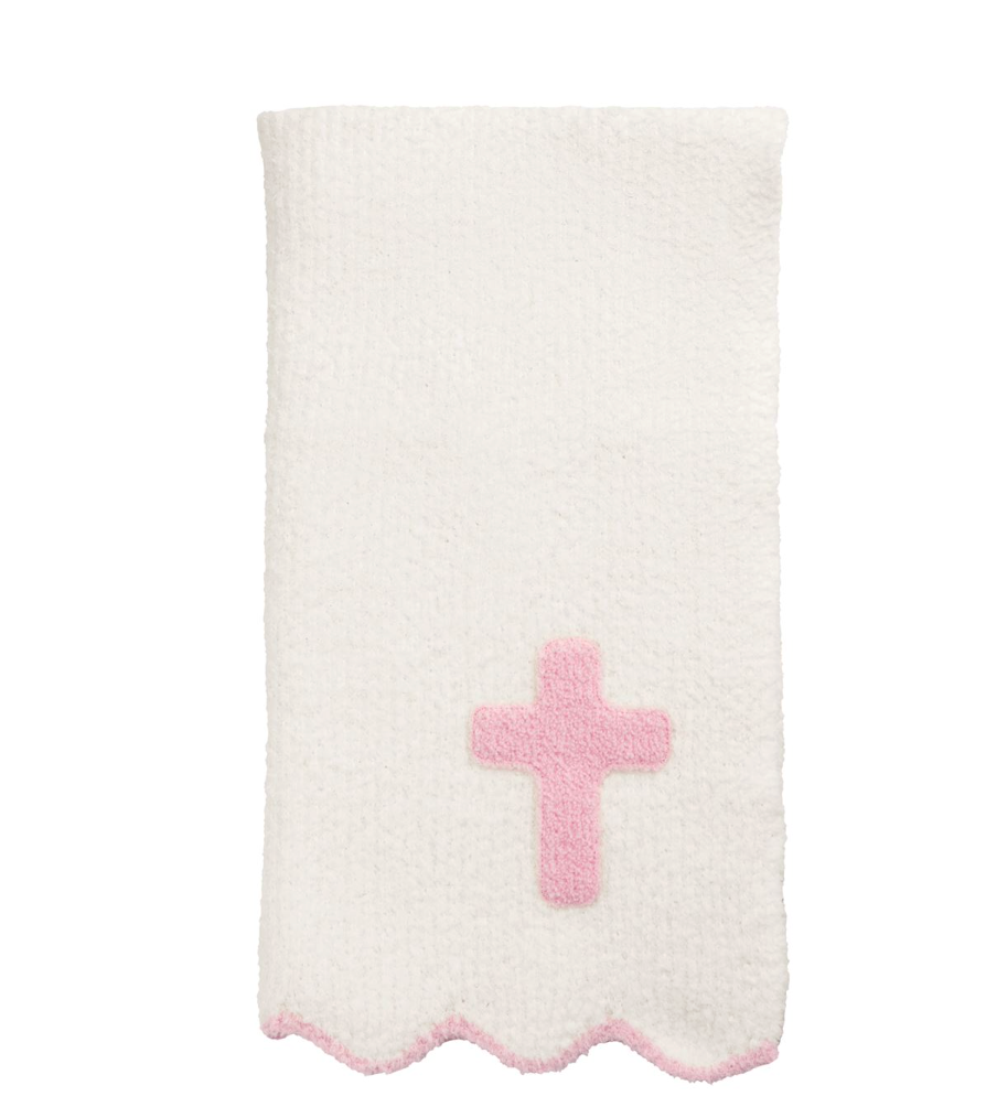 Pink Cross Chenille Blanket