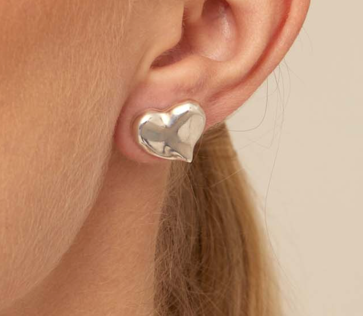 Sterling silver plated heart shaped earrings