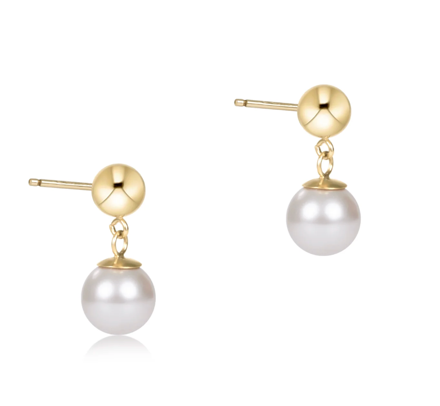 Classic 8mm Ball Drop Stud - Pearl