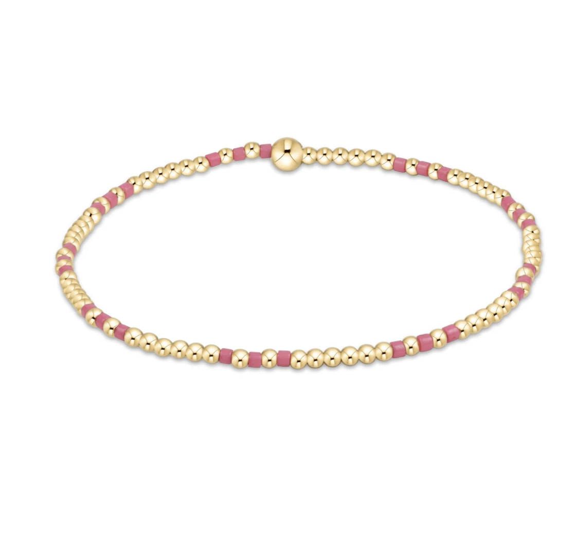 Hope Joy Pattern 2mm Bead Bracelet - Bright Pink