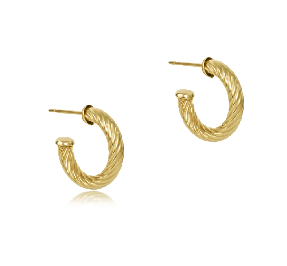 ROUND GOLD 0.5" POST HOOP - 4MM - TEXTURED TWIST
