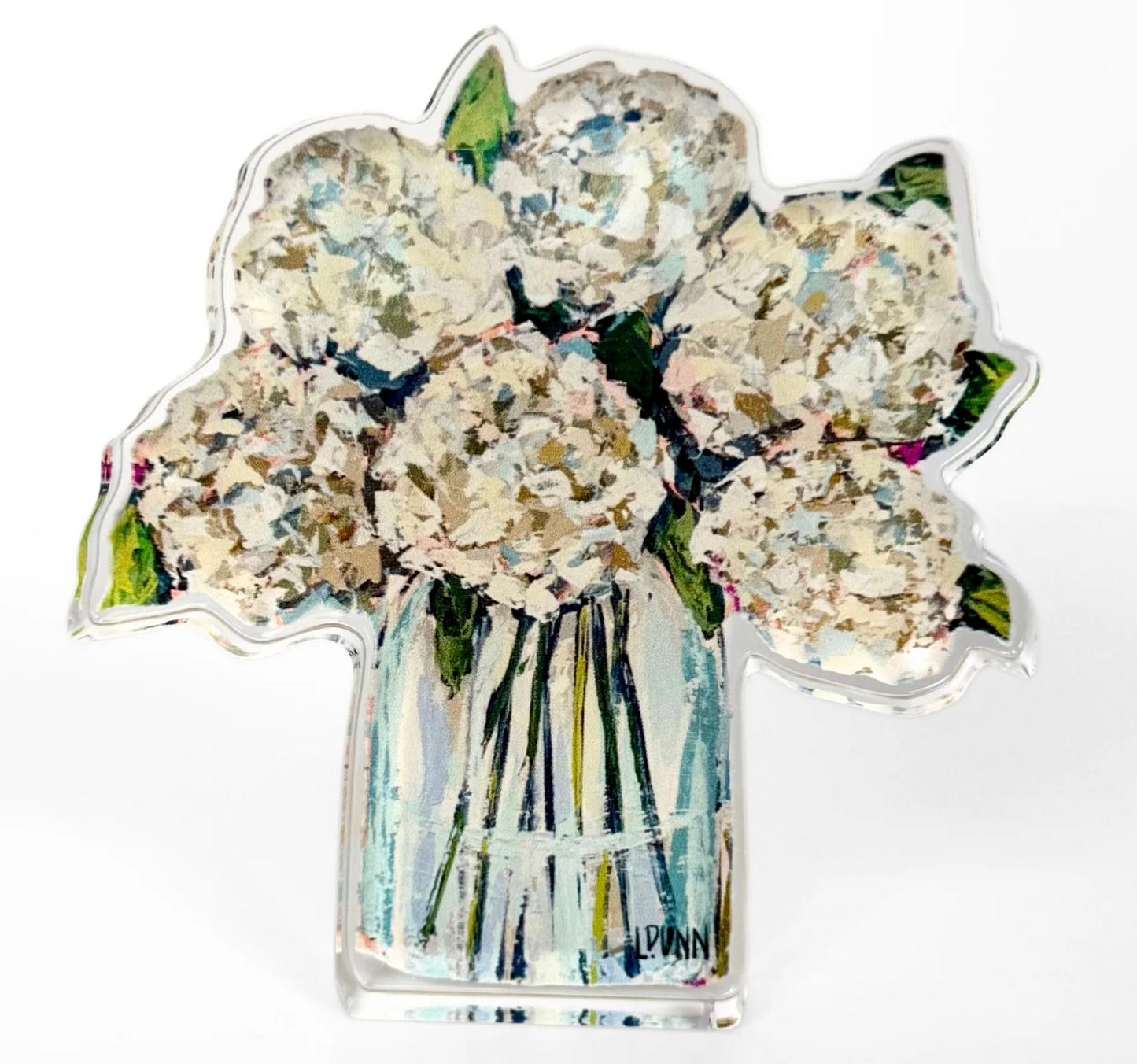 Hydrangeas in Cream Acrylic Floral Bitty