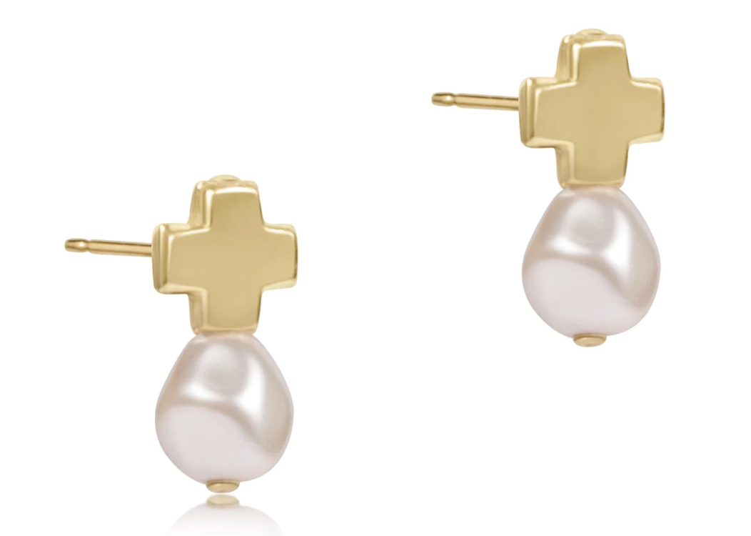 Signature Cross Gold Stud - Classic Pearl