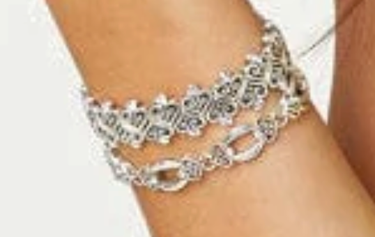 Alcazar Heart Stretch Bracelet Sil/Stn