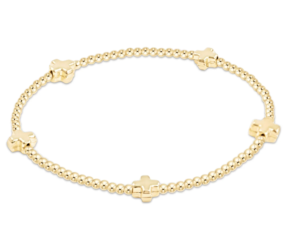 Signature Cross Small 2mm Gold Bracelet - Gold