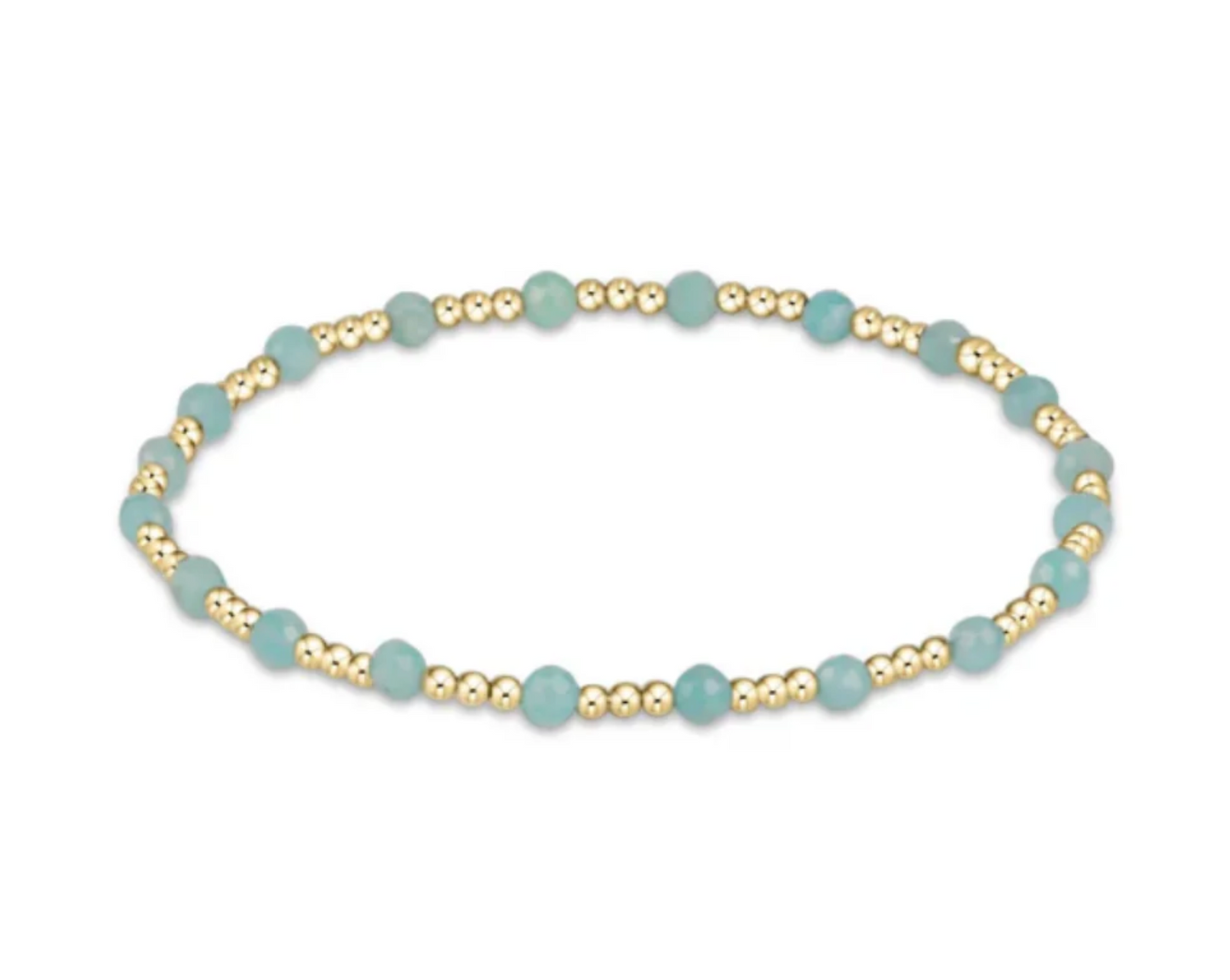 Gemstone Gold Sincerity Pattern 3mm Bead Bracelet - Amazonite