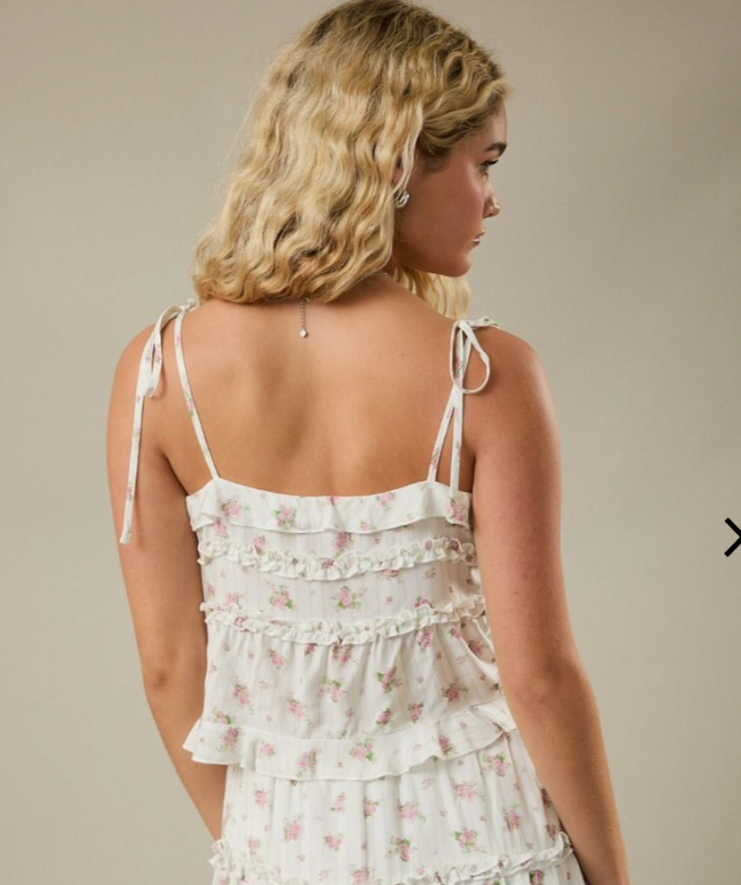 FLORAL PRINT TOP WITH SHOULDER TIE