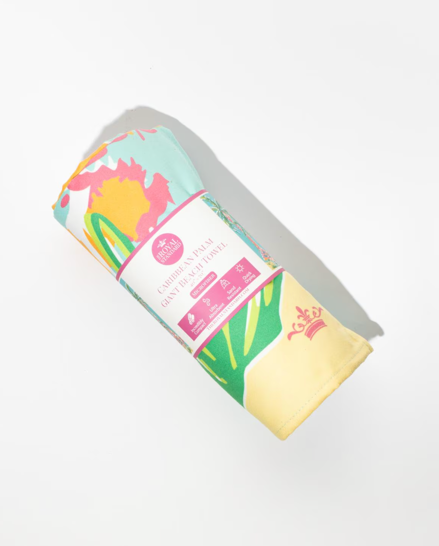Caribbean Palm Giant Beach Towel Aruba Blue/Multi 40x70