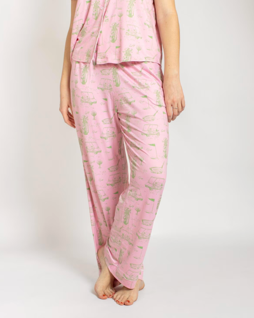 On Par Sleep Pants Light Pink/Green Medium
