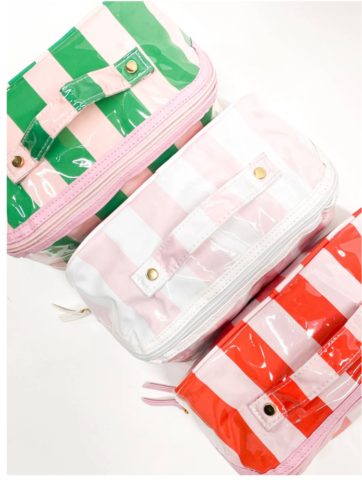 GLOSS & GO- COLORFUL STRIPE WIPEABLE COSMETIC TOILETRY BAG