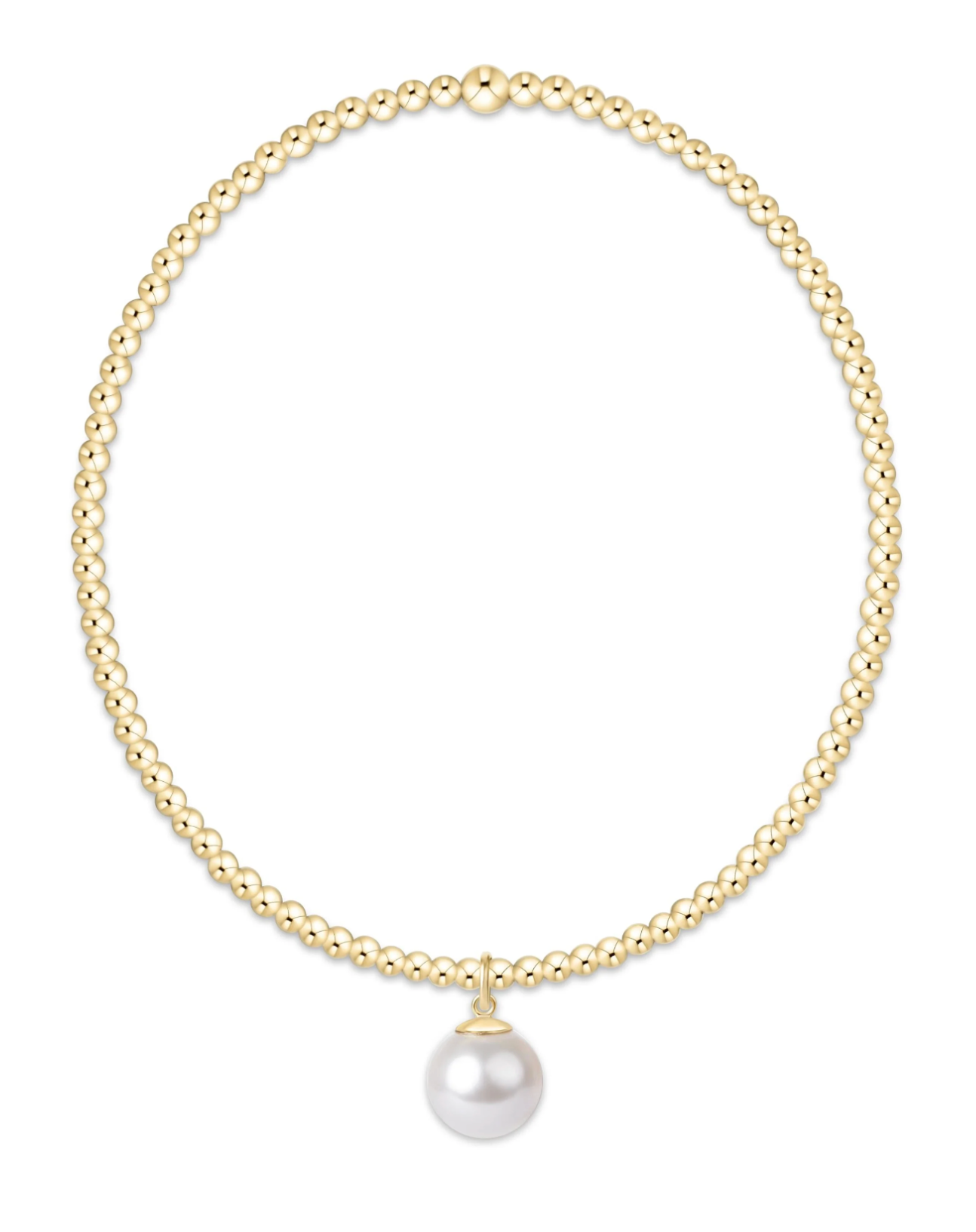 Classic Gold 2mm Bracelet - Classic Pearl 8mm Char