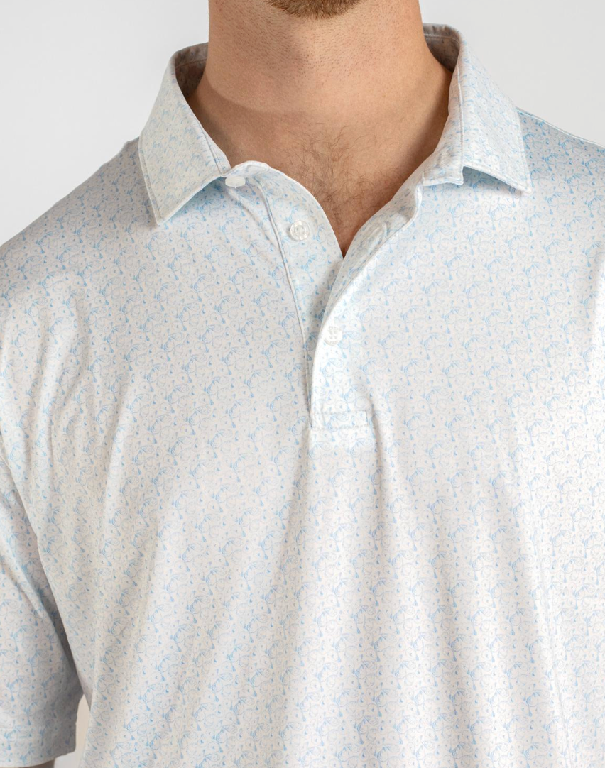 Men's Half Shell Performance Polo Light Blue/White 2XLarge
