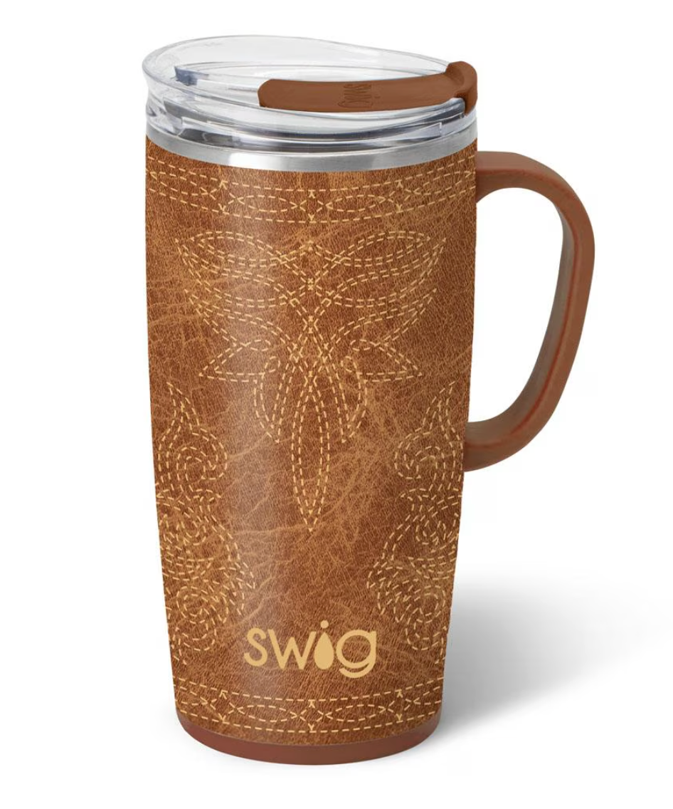 Saddle Stitch Cognac Travel Mug 22oz