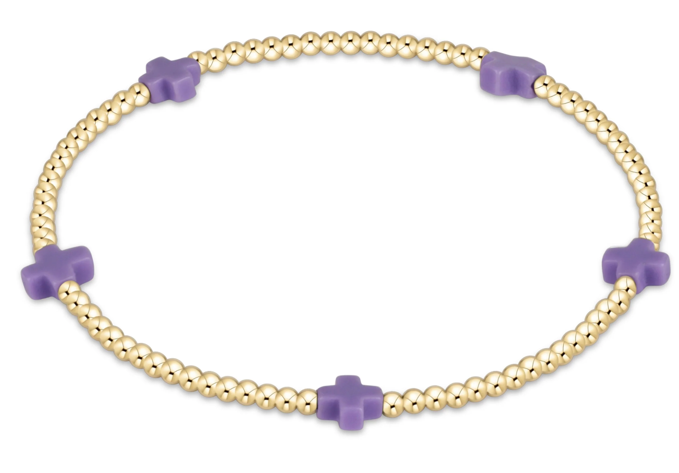 Signature Cross Small 2mm Gold Bracelet - Purple
