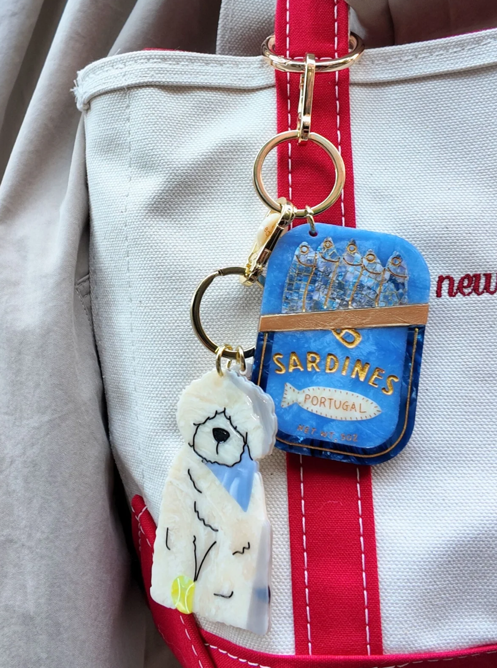 Hand-painted Sardines Bag Charm + Keychain