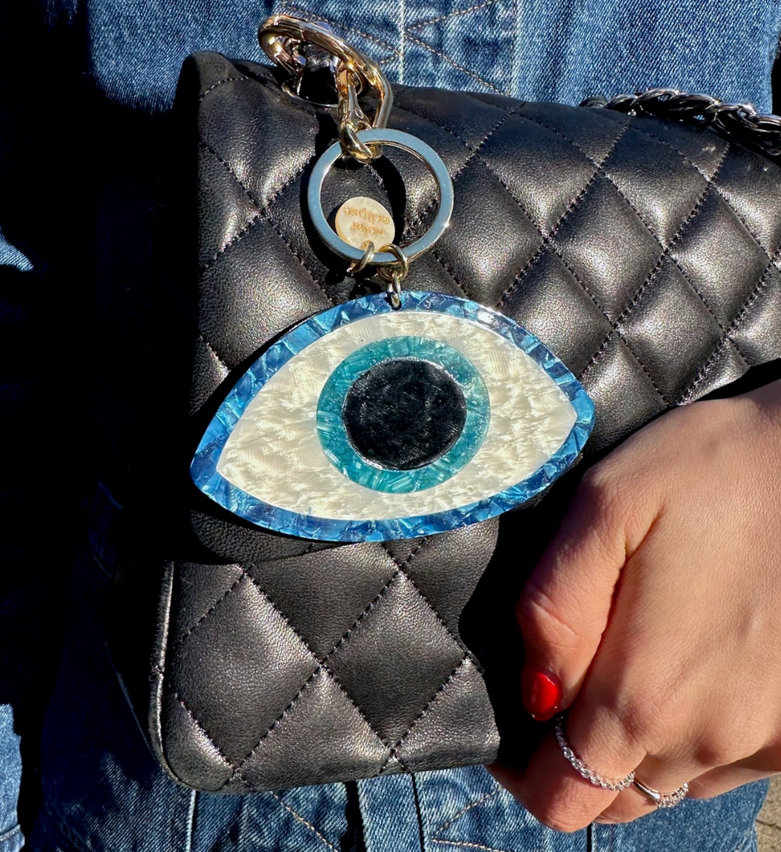 Hand-painted Evil Eye Bag Charm + Keychain