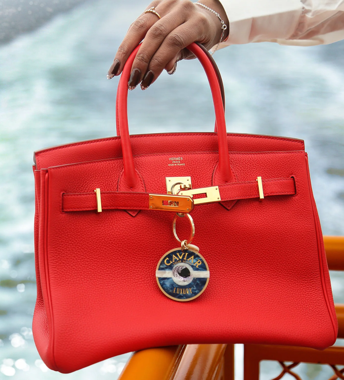 Hand-painted Caviar Bag Charm + Keychain