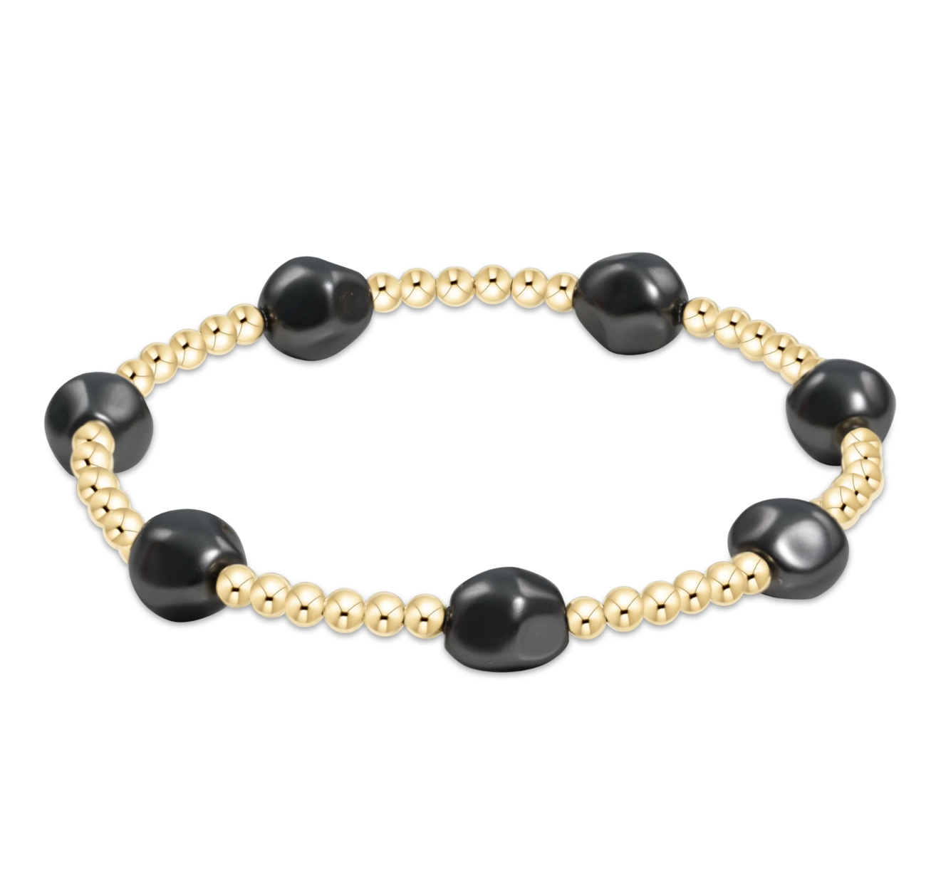 ADMIRE GOLD 3MM BEAD BRACELET - PEARL - DARK GREY