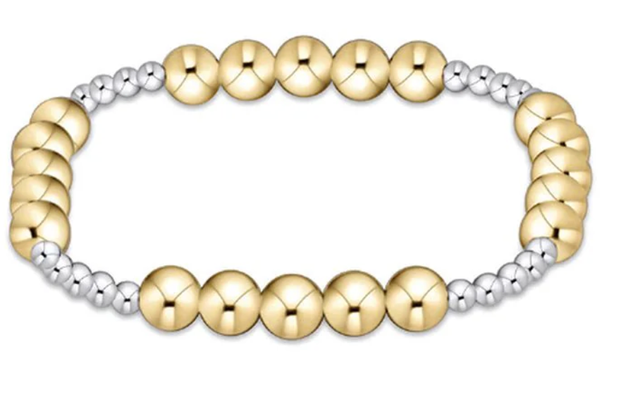Classic Blissful Pattern 3mm Bead Bracelet - 6mm Mixed Metal