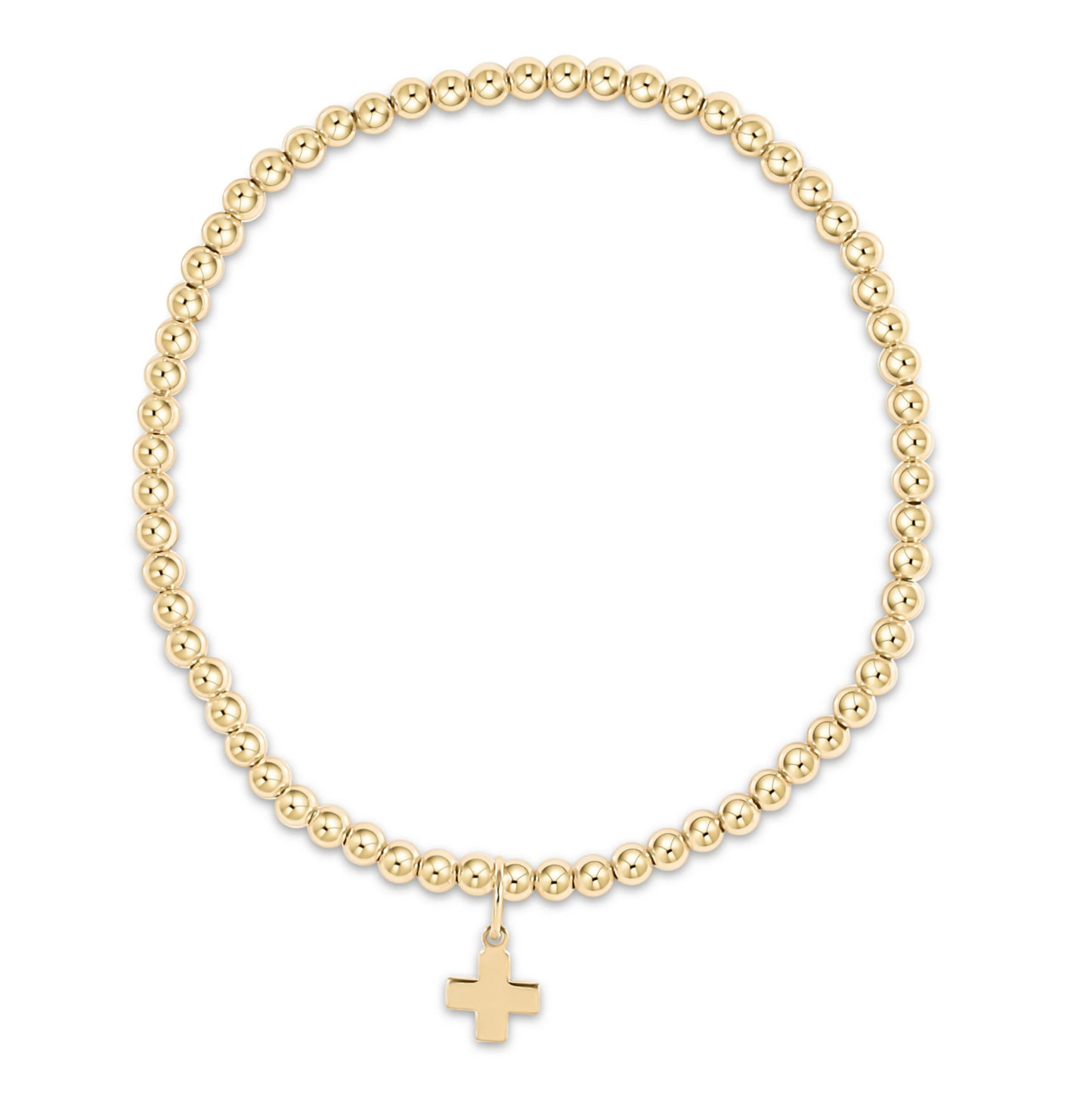 Classic Gold 3mm Bracelet - Signature Cross Gold Charm