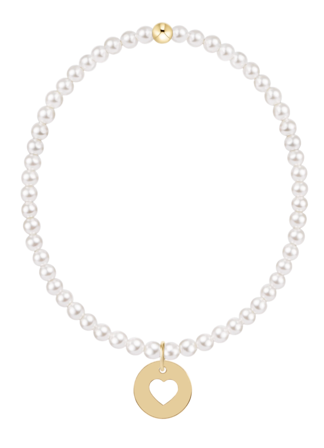 egirl Classic Pearl 3mm Bracelet - Love Gold Disc