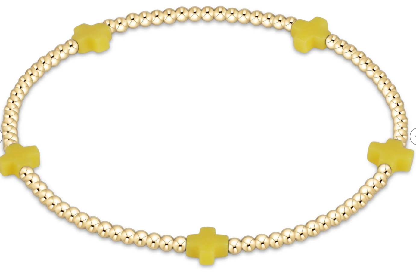 egirl Signature Cross Small 2mm Gold Bracelet - Canary