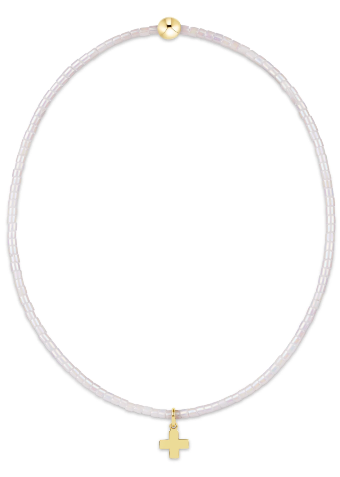 Hope Classic Silky White Bracelet - Signature Cross Small Gold Charm