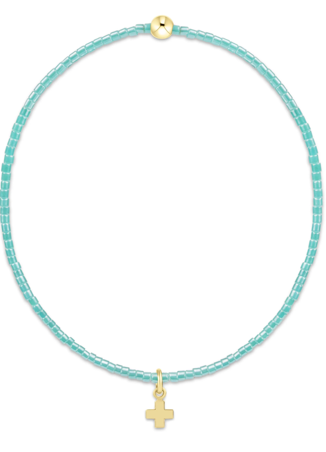 Hope Classic Sea Glass Bracelet - Signature Cross Small Gold Charm
