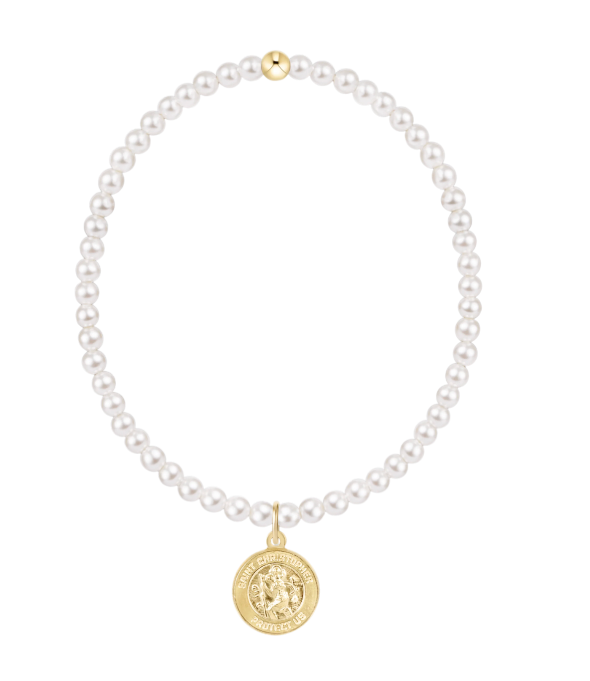 Classic Pearl 3mm Bracelet - Protection Gold Disc
