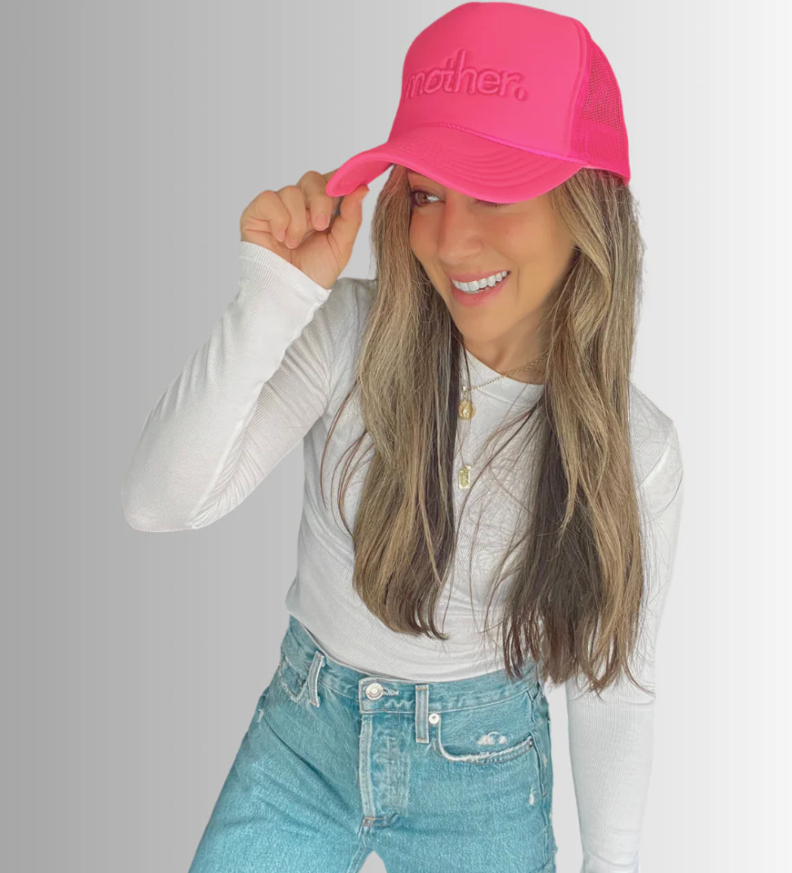 Mother Embroidered Trucker Hat Neon Pink | Neon Pink