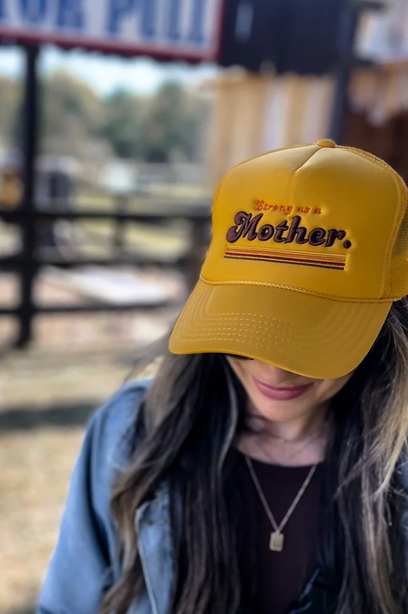 RETRO MOTHER. -Embroidered Trucker Hat Yellow | Yellow