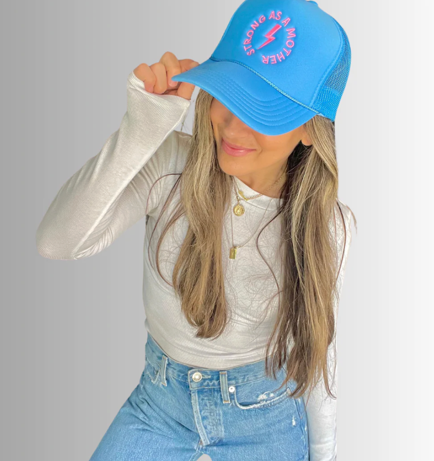 Strong as a mother® Embroidered Trucker Hat Sky Blue | Sky Blue