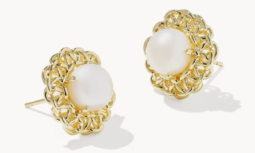 GABRIELLA PEARL STUD EARRINGS GOLD FRESHWATER CULTURED PEARL