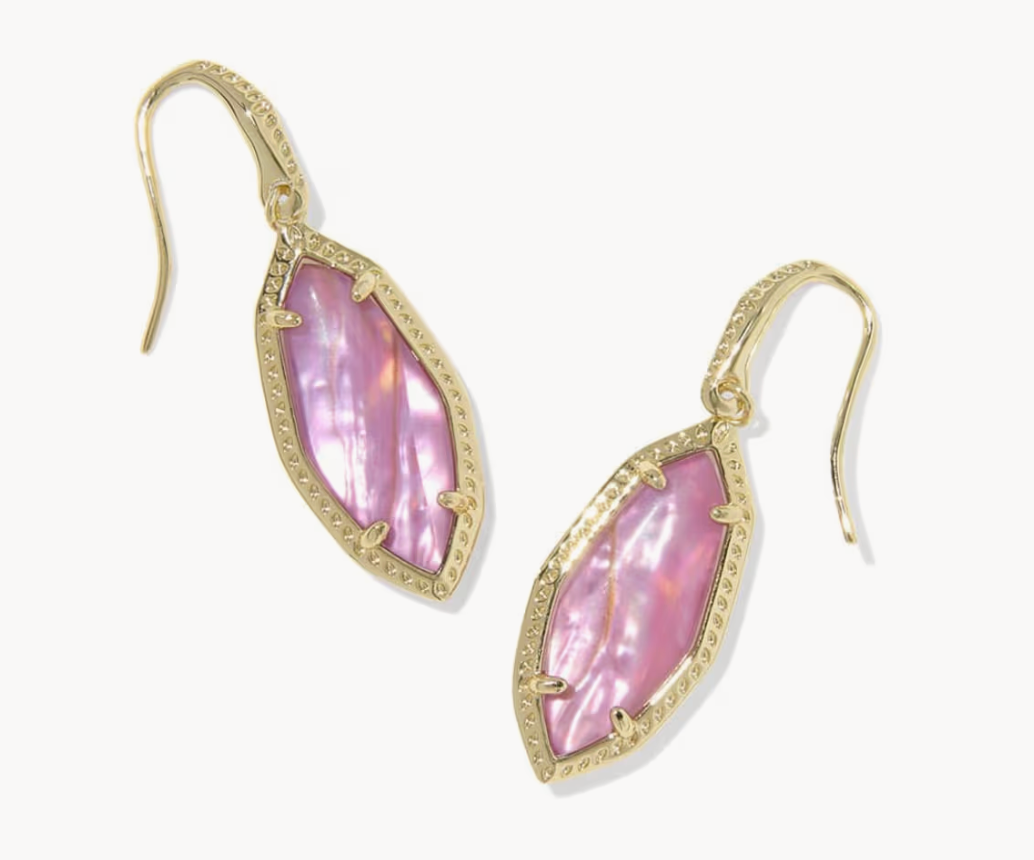 OPHELIA SMALL DROP EARRINGS GOLD LIGHT MAUVE ILLUSION