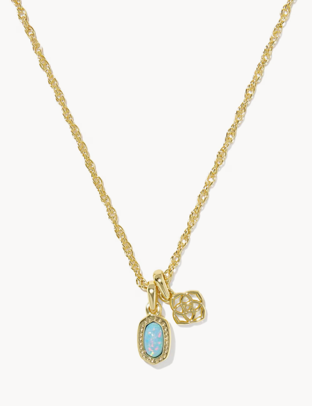 MINI ELISA DIRA NECKLACE GOLD BLUE LAB GROWN OPAL