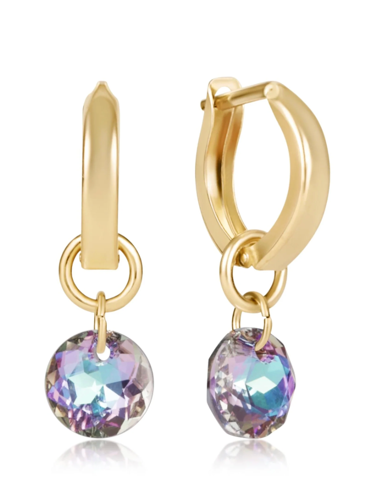 Huggie Gold 0.5" Hoop - Reflection Small Charm - 06