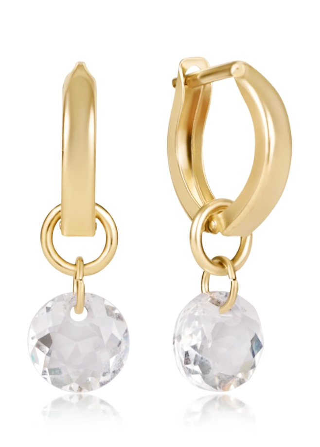 Huggie Gold 0.5" Hoop - Reflection Small Charm - 04