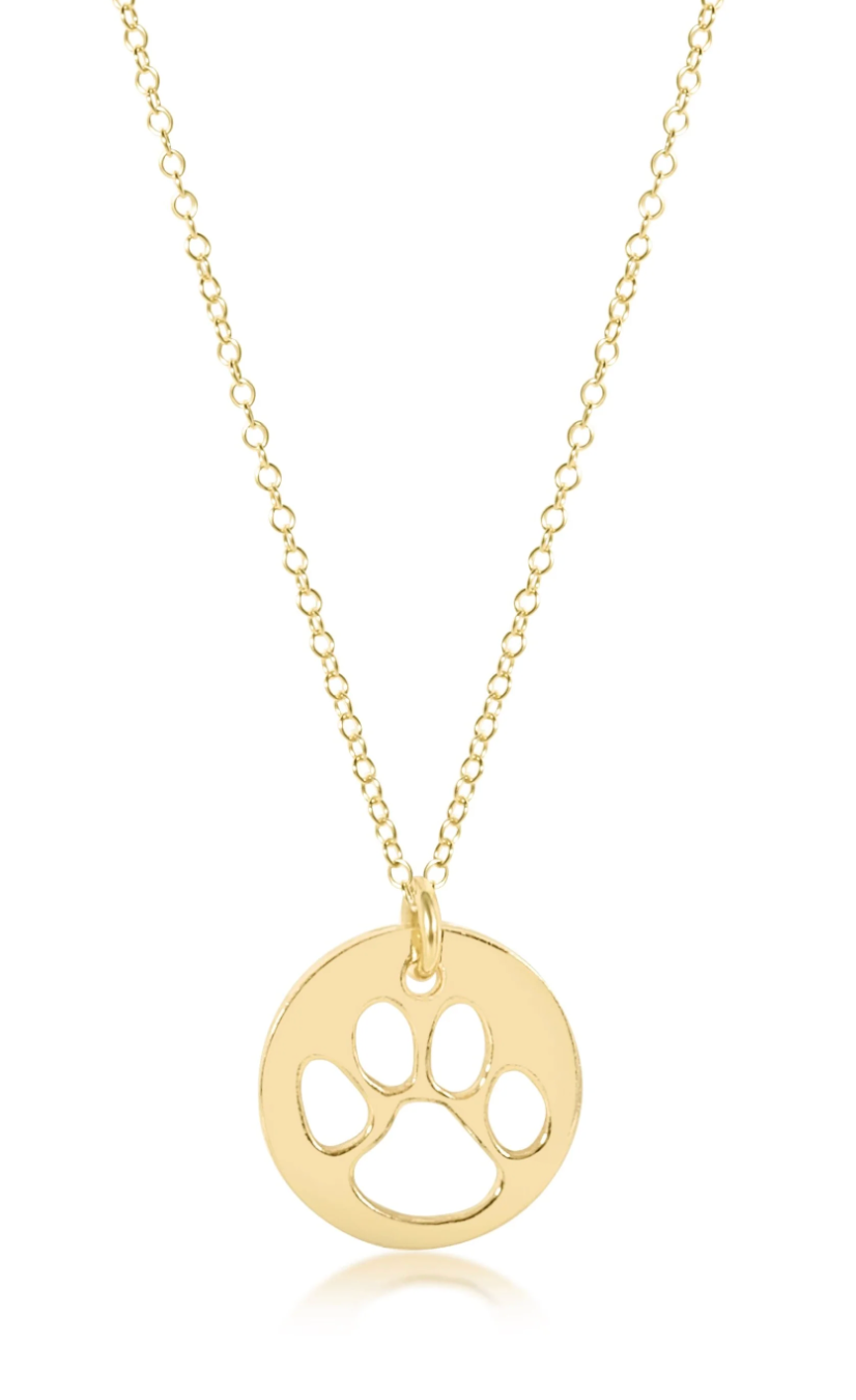 16" Necklace Gold - Paw Print Gold Disc