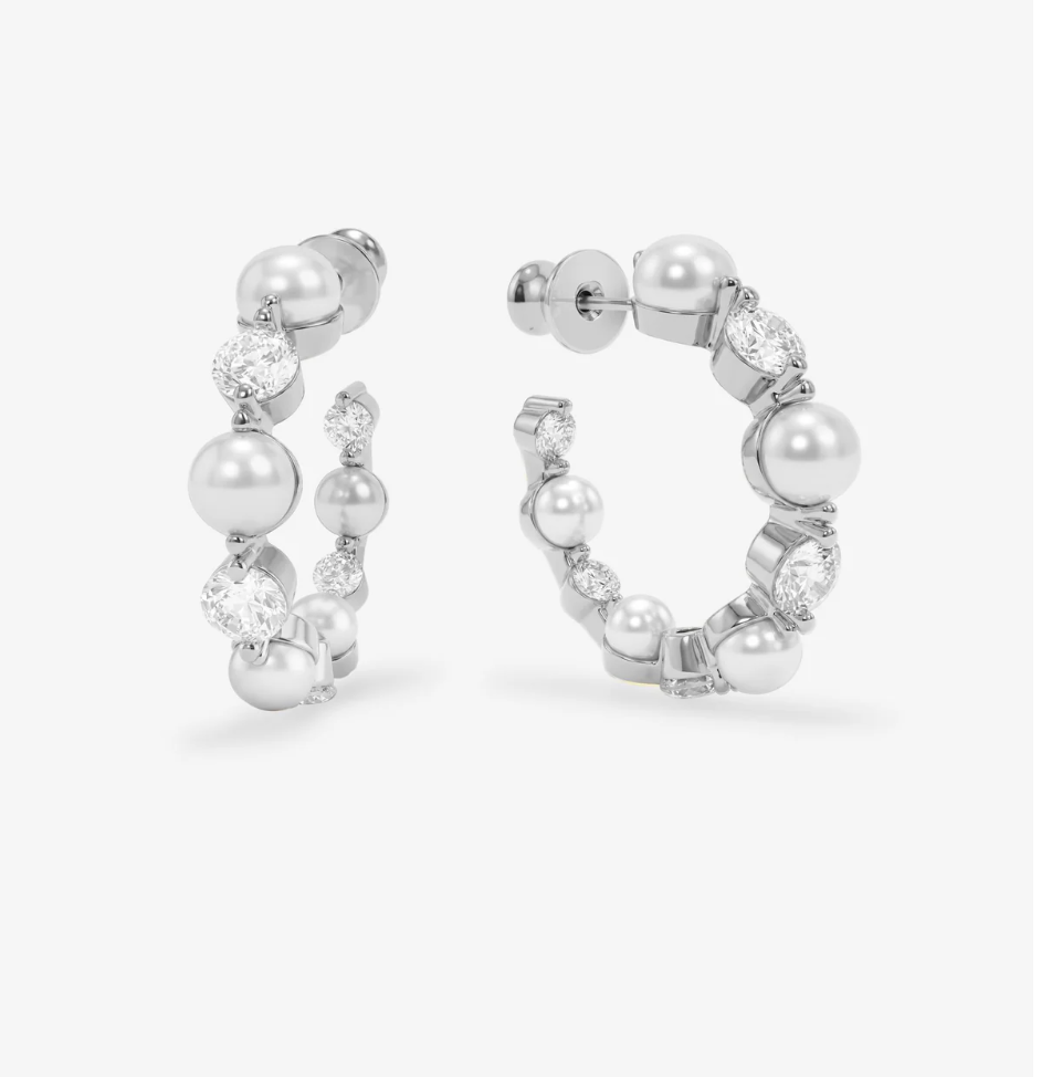 She's an Icon Pearl Hoops 1"