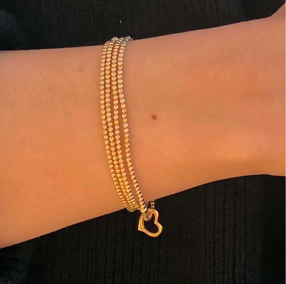 classic gold 2.5mm bead bracelet - love gold charm