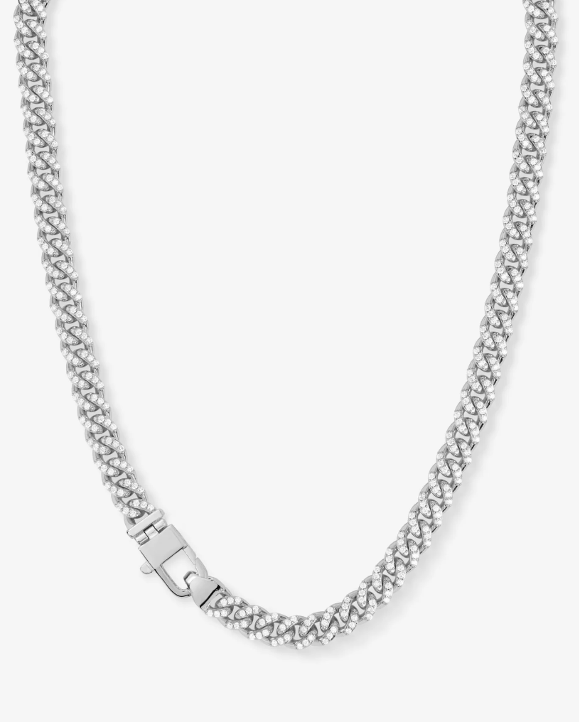 Pavé Julian Cuban Chain Necklace 6.8mm