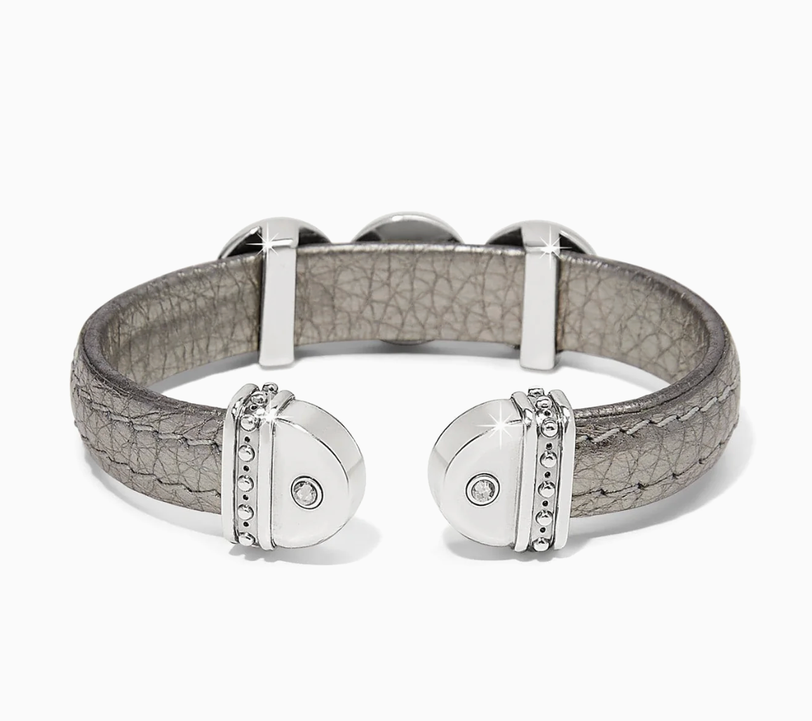 Mosaic Two Tone Leather Disc Cuff Bracelet