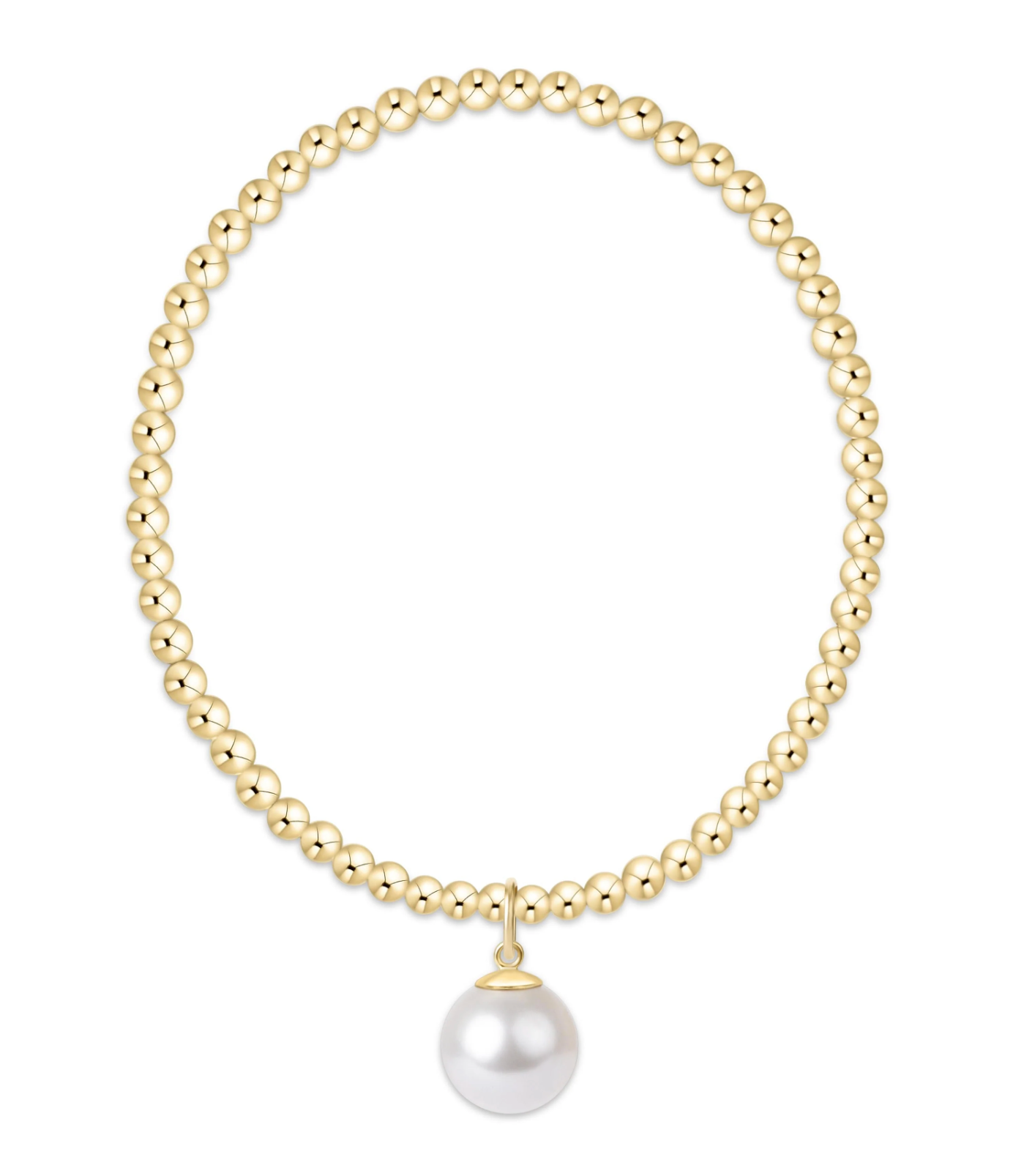 classic gold 3mm bracelet - classic pearl 10mm charm