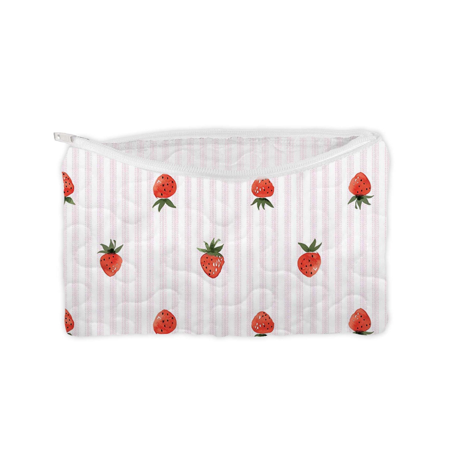 Strawberry Crush Pink Quilted Makeup Bag