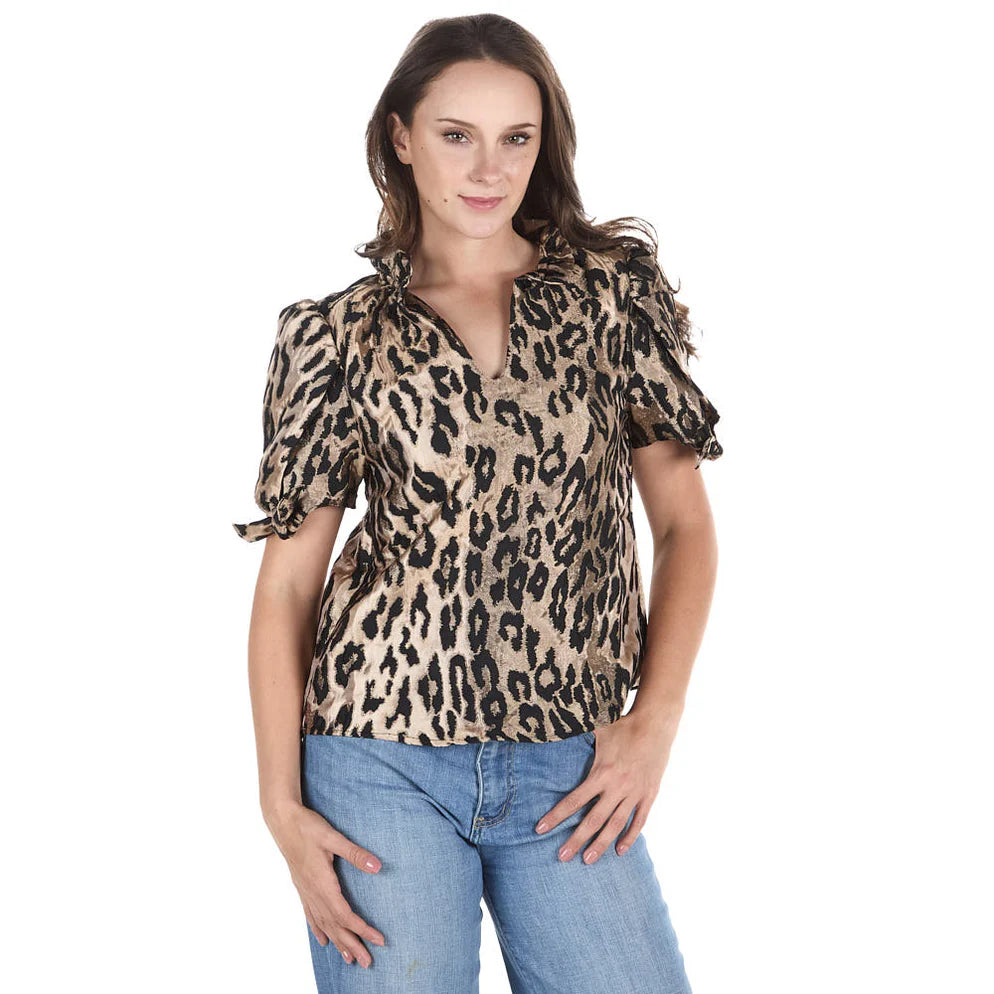 METALLIC CHEETAH PRINT TOP