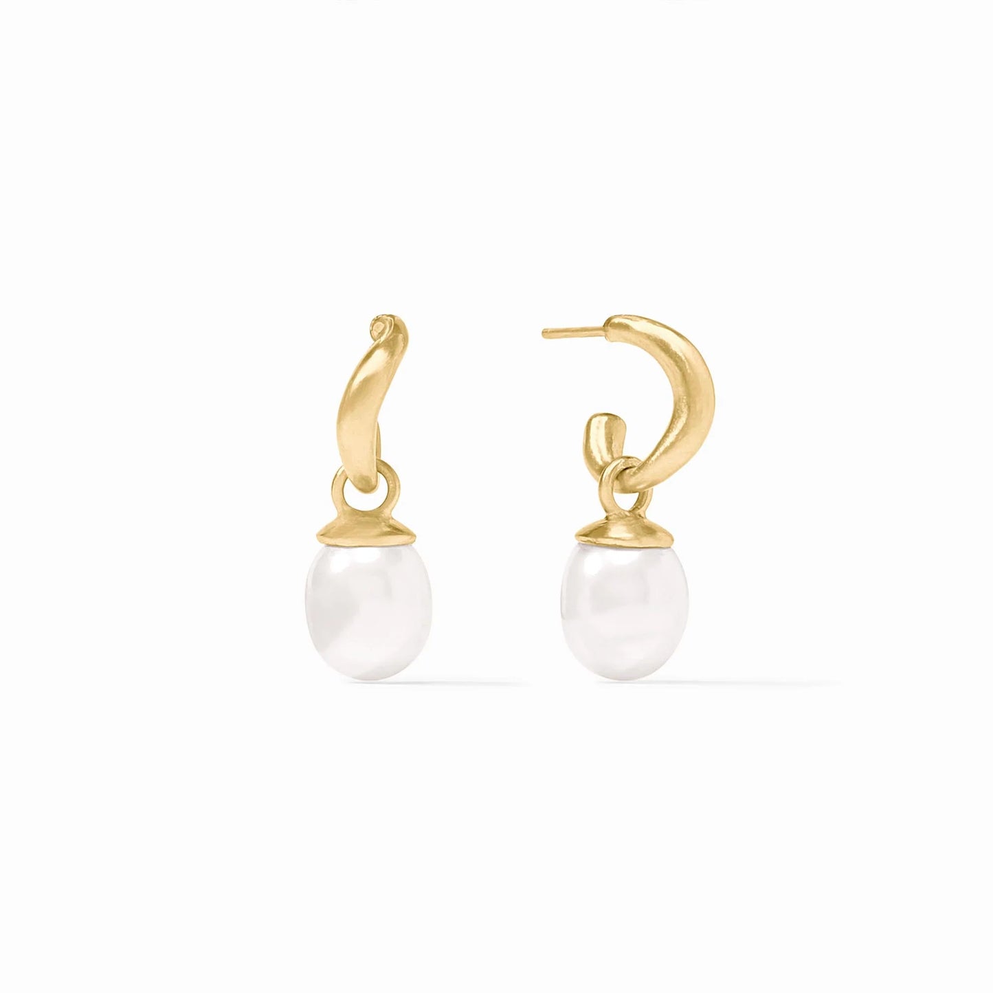 Wave Hoop & Charm Earring Pearl