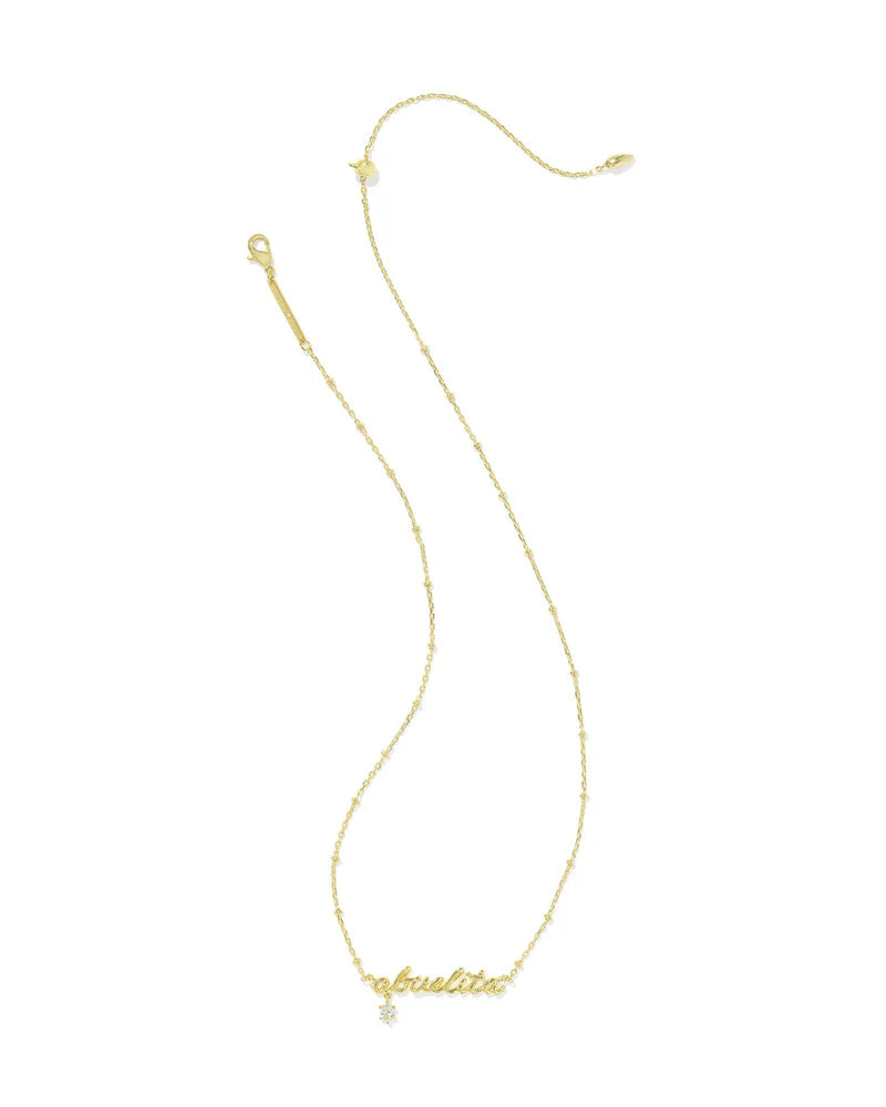 ABUELITA CRYSTAL SHORT PENDANT NECKLACE GOLD