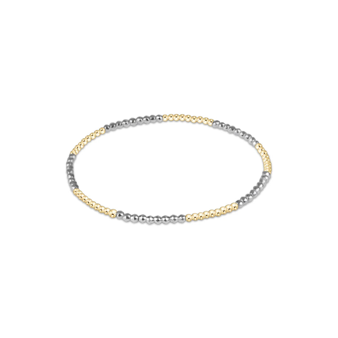 Blissful Pattern 2mm Bead Bracelet - Bright Silver Faceted Hematite