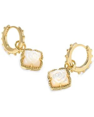 MALLORY ROSE HUGGIE EARRINGS GOLD IVORY MOTHER OF PEARL