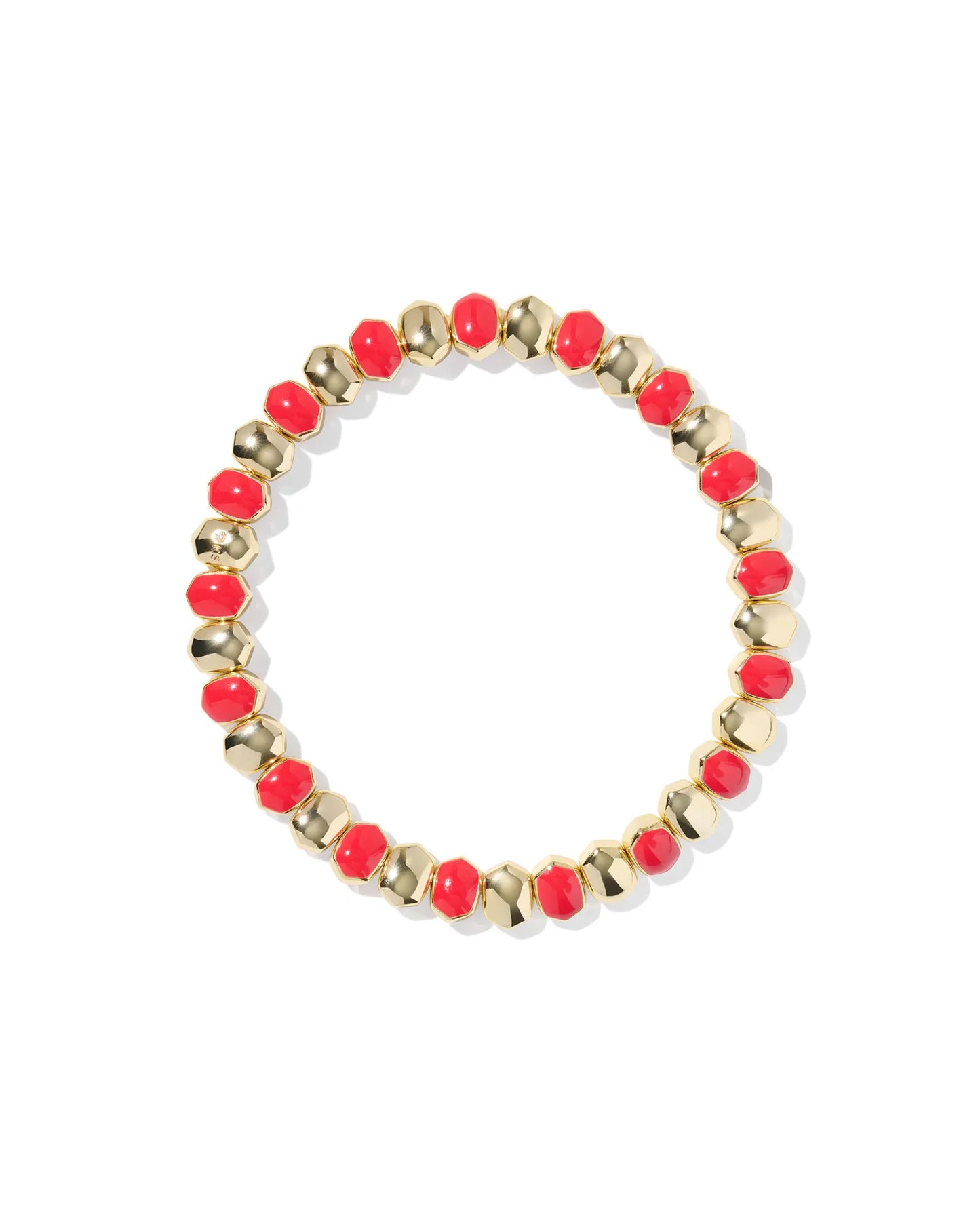 DAPHNE ENAMEL STRETCH BRACELET GOLD RED ENAMEL